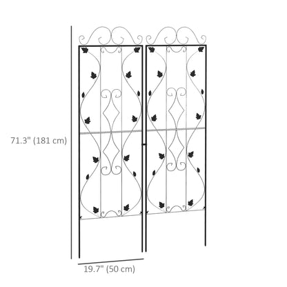 Metal Trellis Set of 2, Garden Trellis for Climbing Plant Support Frames, Leaf Design