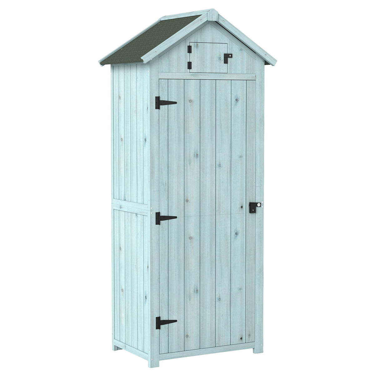 30" x 21" x 71" Garden Storage Shed, Sheds & Outdoor Storage Outdoor Workshop Yard Tool Utility Storage House Water-resistant All-weather Cover Spire Roof with 3 Tiers Shelves Grey
