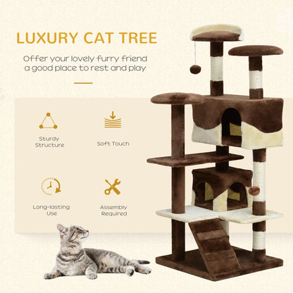 53" Cat Tree Scratching Large Kitten Play House Multi-Level Activity Center Pet Furniture