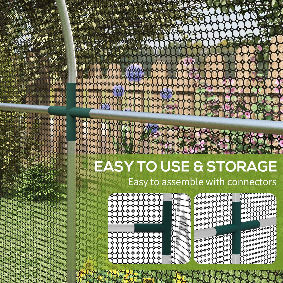 Galvanized Steel Crop Cage, Plant Protection Tent with Zippered Door, 4' x 4', Black