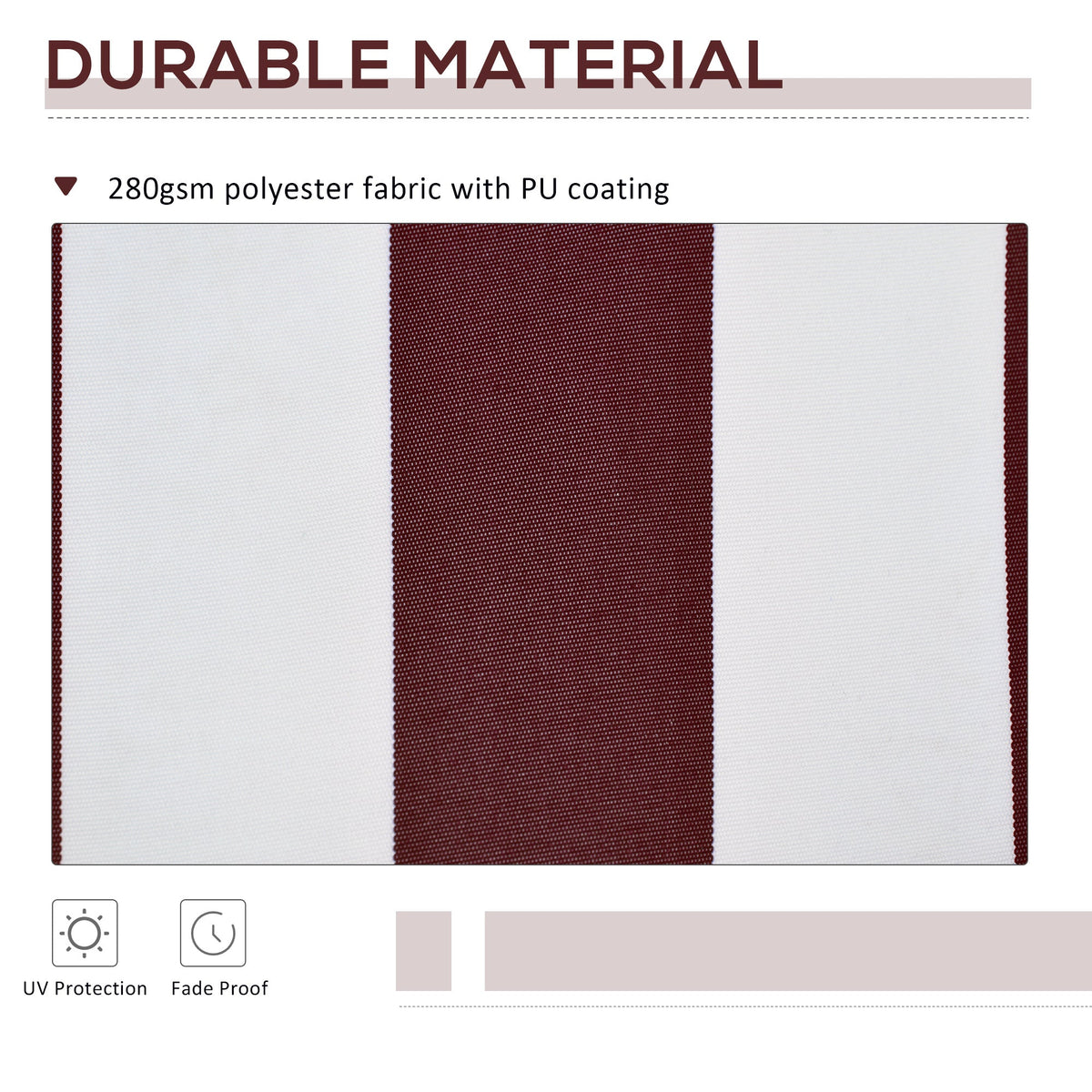 10' x 8' Retractable Awning Fabric Replacement Outdoor Sunshade Canopy Awning Cover, UV Protection, Grey