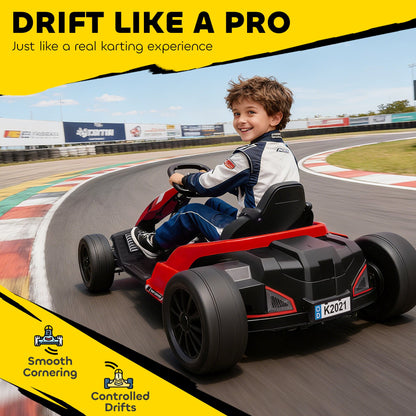 24V Electric Go Kart with Dual 150W Motors, Adjustable Seat & 11.2MPH High Speed, Slow Start, 5-Point Harness, Blue