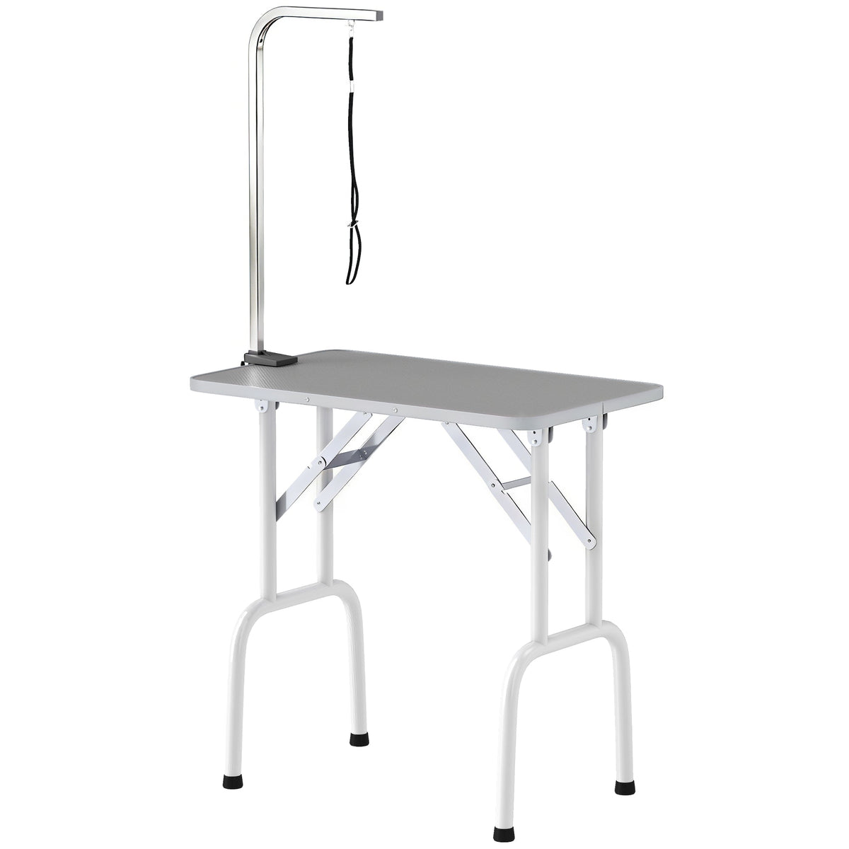 Foldable Pet Grooming Table for Dogs Cats with Adjustable Arm, Non-slip Surface, Black