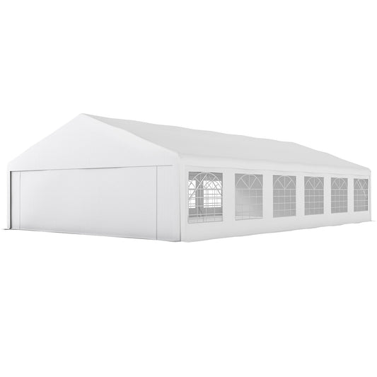 23' x 39' Party Tent, Heavy Duty Outdoor Canopy Tent Shelter with 2 Doors and 12 Windows for Parties, Events, White