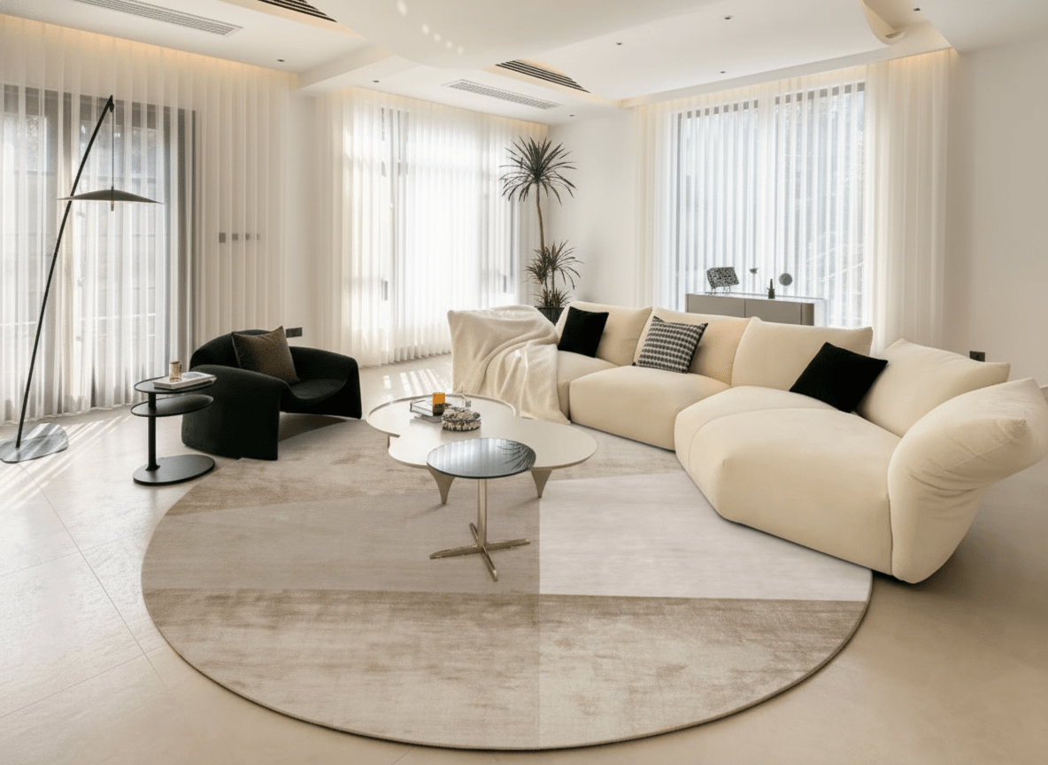 Earth-Tone Abstract Bamboo Silk Area Rug