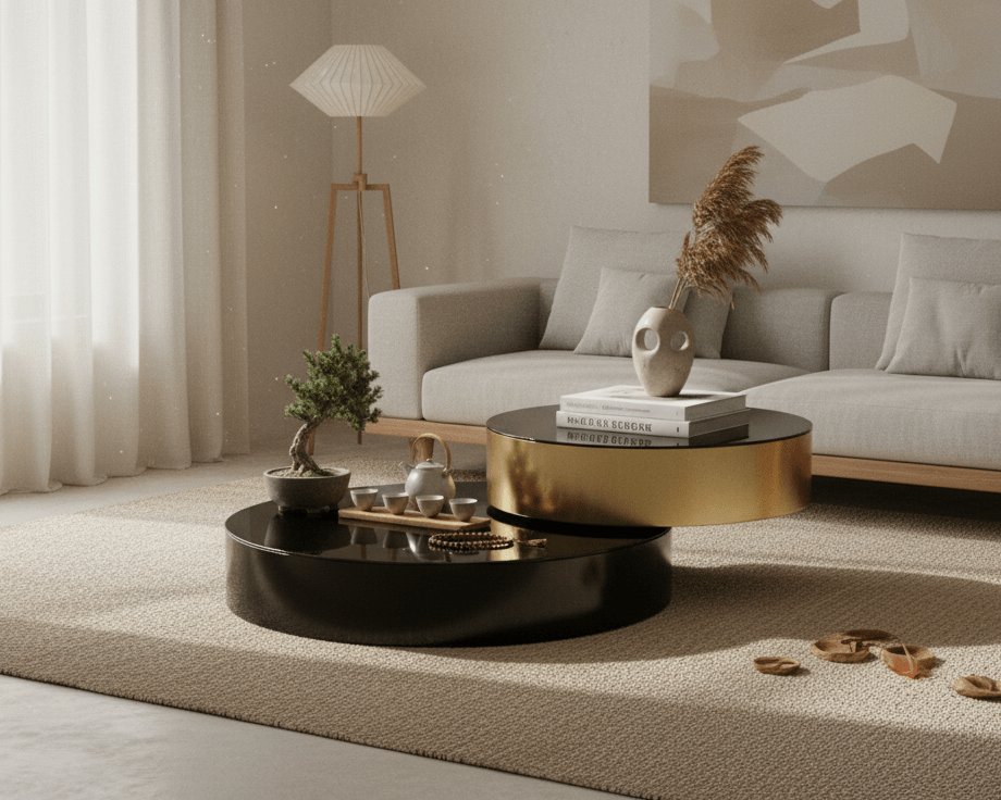 Eclipse Gold and Black Layered Coffee Table