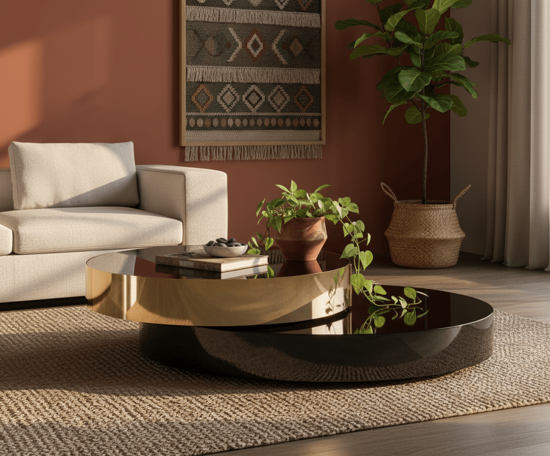 Eclipse Gold and Black Layered Coffee Table