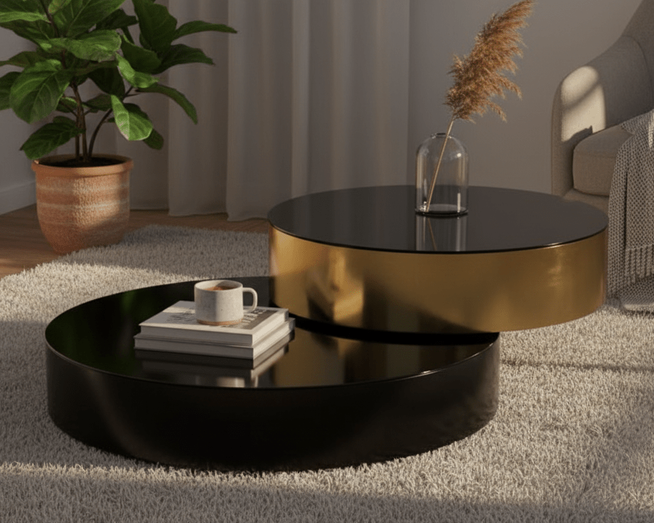 Eclipse Gold and Black Layered Coffee Table