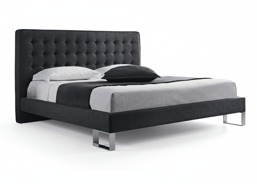 Edmonton Contemporary Graphite Tufted King Bed