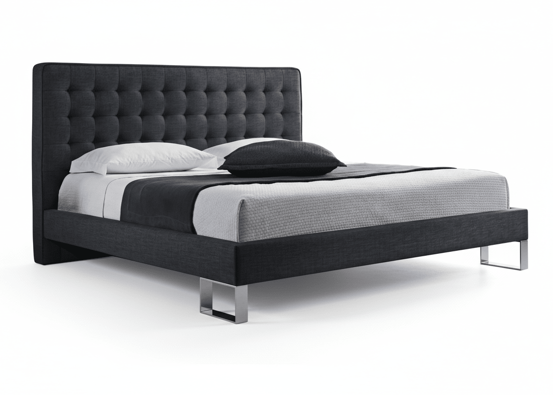 Edmonton Contemporary Graphite Tufted King Bed