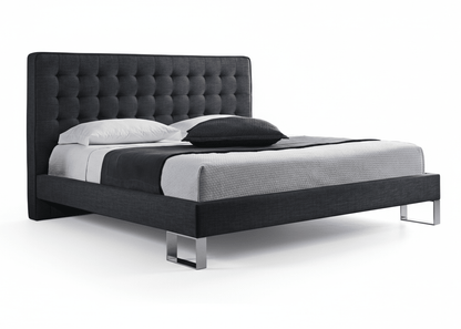 Edmonton Contemporary Graphite Tufted King Bed