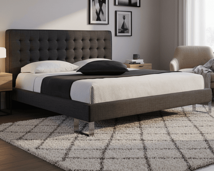 Edmonton Contemporary Graphite Tufted King Bed