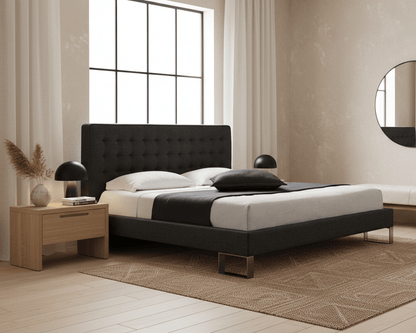 Edmonton Contemporary Graphite Tufted King Bed