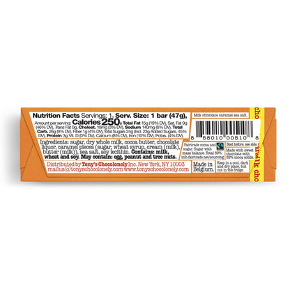 Tony's Chocolonely Milk Chocolate Bar with Caramel and Sea Salt, 50g