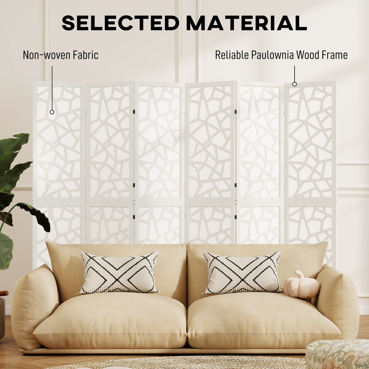 4 Panel Room Divider, 5.6 FT Lightweight Folding Privacy Screen with Geometric Pattern for Living Room, Bedroom, Black