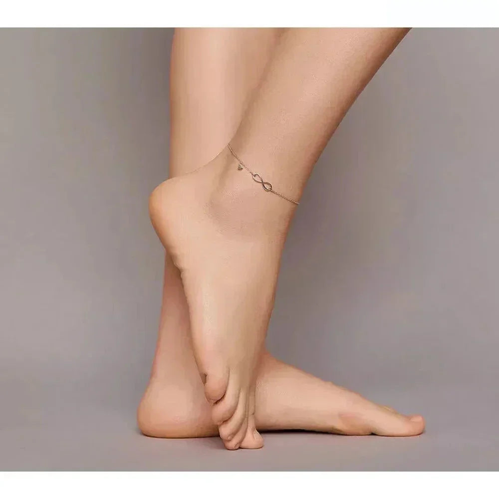 Elegant 925 Sterling Silver Infinity Chain Anklet - Trendy Summer Foot Jewelry