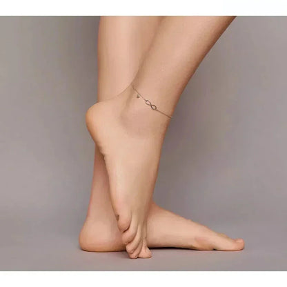 Elegant 925 Sterling Silver Infinity Chain Anklet - Trendy Summer Foot Jewelry