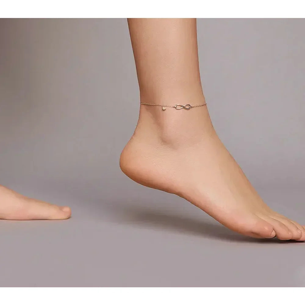 Elegant 925 Sterling Silver Infinity Chain Anklet - Trendy Summer Foot Jewelry