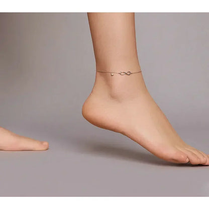 Elegant 925 Sterling Silver Infinity Chain Anklet - Trendy Summer Foot Jewelry