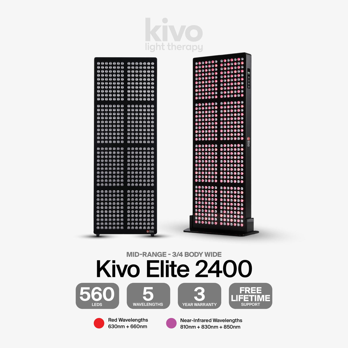 Kivo Elite 2400: Premium Extra Large Red Light Therapy Panel