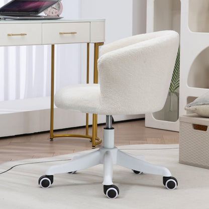 Armless Office Chair, Fluffy Computer Desk Chair with Adjustable Height, Swivel Wheels, Mid Back, Grey