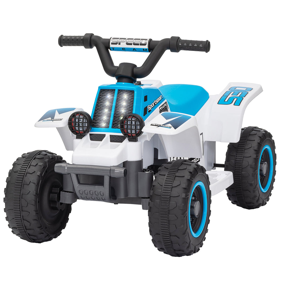 6V Kids ATV Quad, 4 Wheeler Battery Powered Electric Ride on Car w/ Lights, Forward Backward, Black