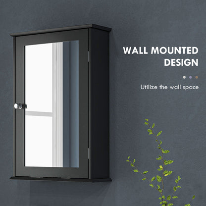 Bathroom Mirror Cabinet, Wall Mounted Medicine Cabinet with Door and Shelves, White