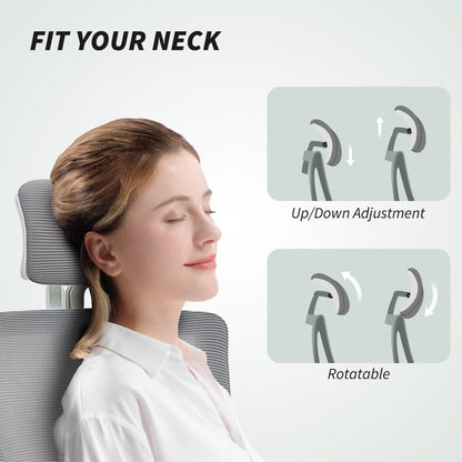 Ergonomic Office Chair, Swivel Desk Chair with Adjustable Lumbar Support, Headrest and Height, Flip-up Armrests, Beige