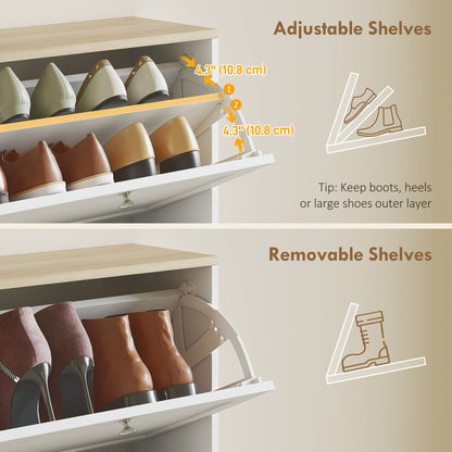 Modern Shoe Storage with 3 Flip Drawers and Adjustable Shelves, Shoe Cabinet Organizer for 12-18 Pairs of Shoes, Black