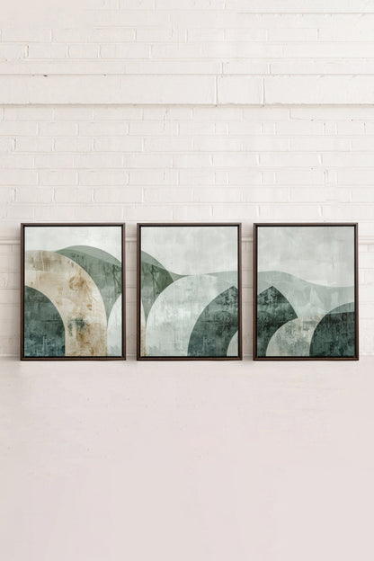 GREEN ELEGANCE TRIO (3 Oeuvres sur toile étirée)