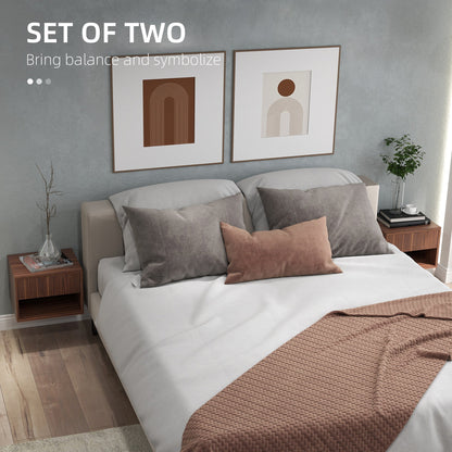 Floating Nightstand Set of 2, Wall Mounted Bedside Table with Drawer for Bedroom Black