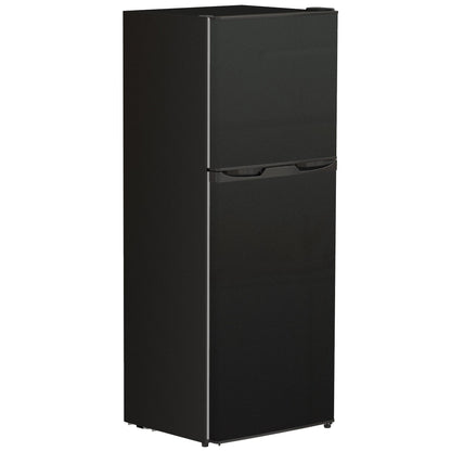 Double Door Mini Fridge with Freezer, 4.6 Cu.Ft Small Refrigerator with Thermostat, Shelves, Reversible Door, Black