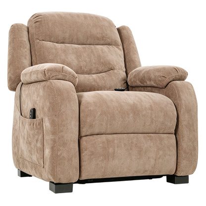 Massage Recliner Chair, Power Recliner with Quiet Brushless Motor, Remote, Pockets, 2 Memory Positions, Beige