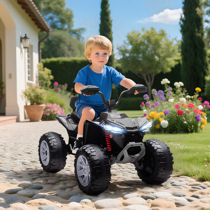 2-Seater All-Terrain 4 Wheeler, 24V Kids ATV Ride-On, Electric Quad Car with Dual Motor, for Boys and Girls, Black