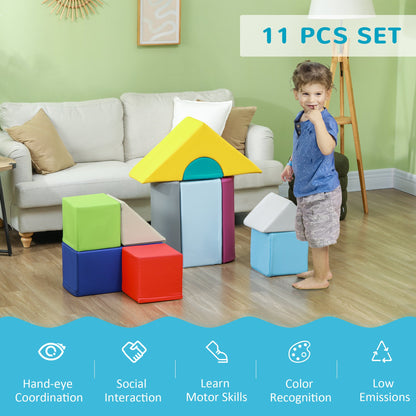 11 Piece Soft Play Blocks Kids Climb and Crawl Gym Toy Foam Building Light Colour