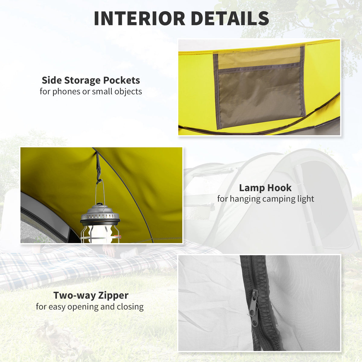 4 Person Camping Tent, Easy Pop Up Tent with Doors, Windows and Carry Bag, Automatic Setup Tent for Hiking, Blue