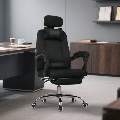 Brady Ergonomic Executive High Back Office Chair with Footrest and Lumbar Support-Black