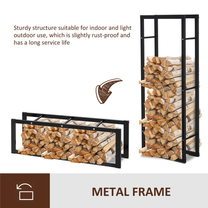 15.7" x 9.8" x 39.4" Firewood Rack Outdoor, Log Holder Fireplace Storage Rack with Handles and 220 lbs. Weight Capacity, Black