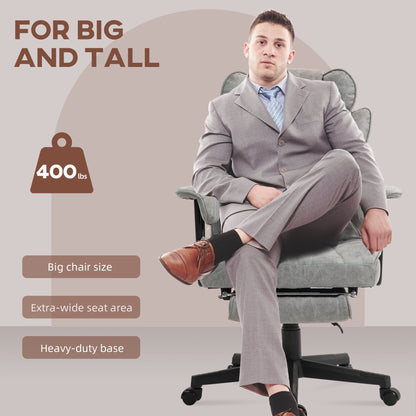 Big and Tall Office Chair with Foot Rest, 400LBS High Back Desk Chair with Padded Armrests, Lumbar Support, Black