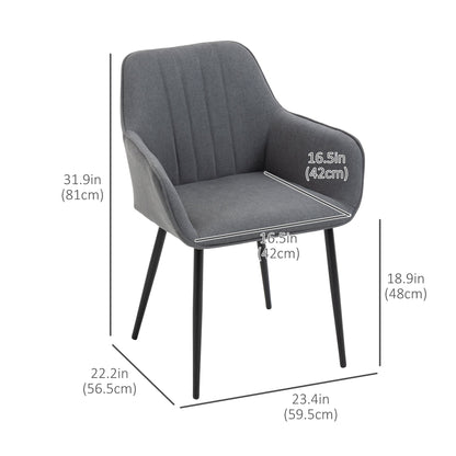 Robbie Dining Chairs Set of 2 with Armrest-Dark Grey