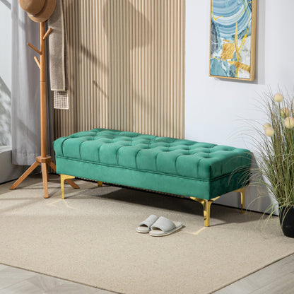 End of Bed Bench, Upholstered Bench, Entryway Shoe Bench with Button Tufted for Living Room, Bedroom, Blue