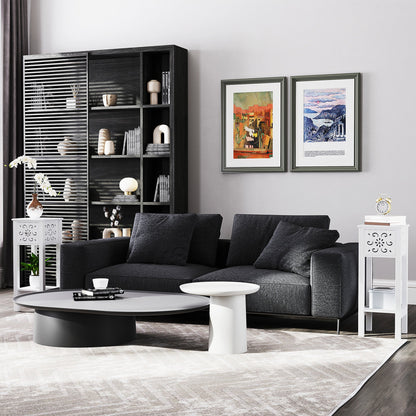 Nightstand Set of 2 with Drawer and Open Storage Shelf Black