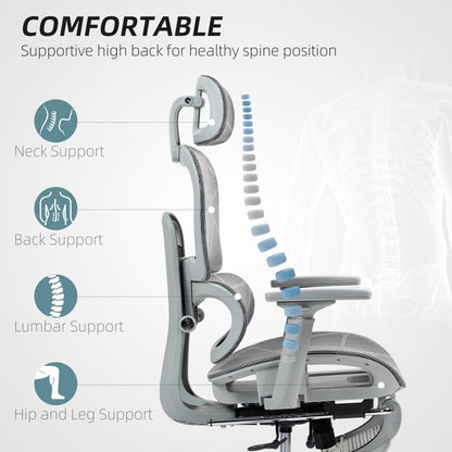 Mesh Office Chair with 3D Armrest, High Back Desk Chair with Lumbar Support, 135° Reclining, Adjustable Headrest, Black