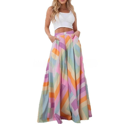Solid-color High-waisted Wide-leg Pants For Women