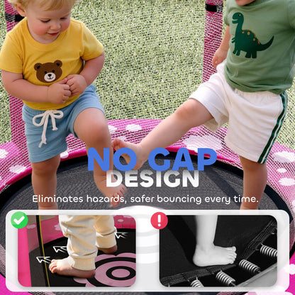 55" Toddler Trampoline with Safety Enclosure Net, for Indoor Outdoor Use, Ages 3-6 Years, Pink