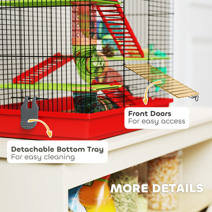 18.5" Hamster Cage, 5 Tiers Small Animal House with Tunnel Tube System, Exercise Wheel, Water Bottle, Blue