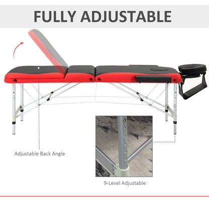 85" 3 Section Foldable Massage Table Professional Salon SPA Facial Couch Bed (Black/Orange)
