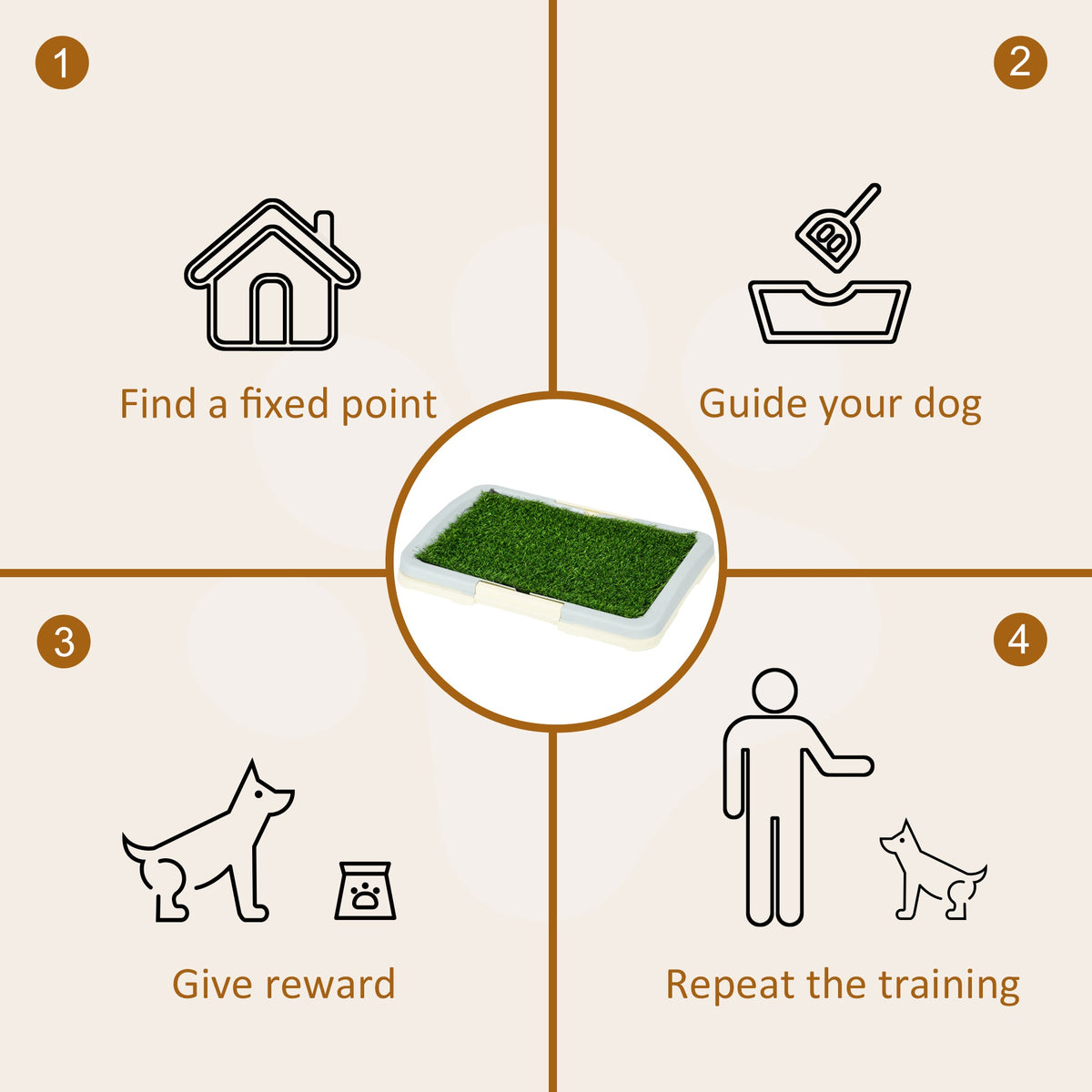 Puppy Training Pad, Indoor Portable Puppy Pad, with Artificial Grass, Grid, Panel, Tray, 18.3" x 13.4"