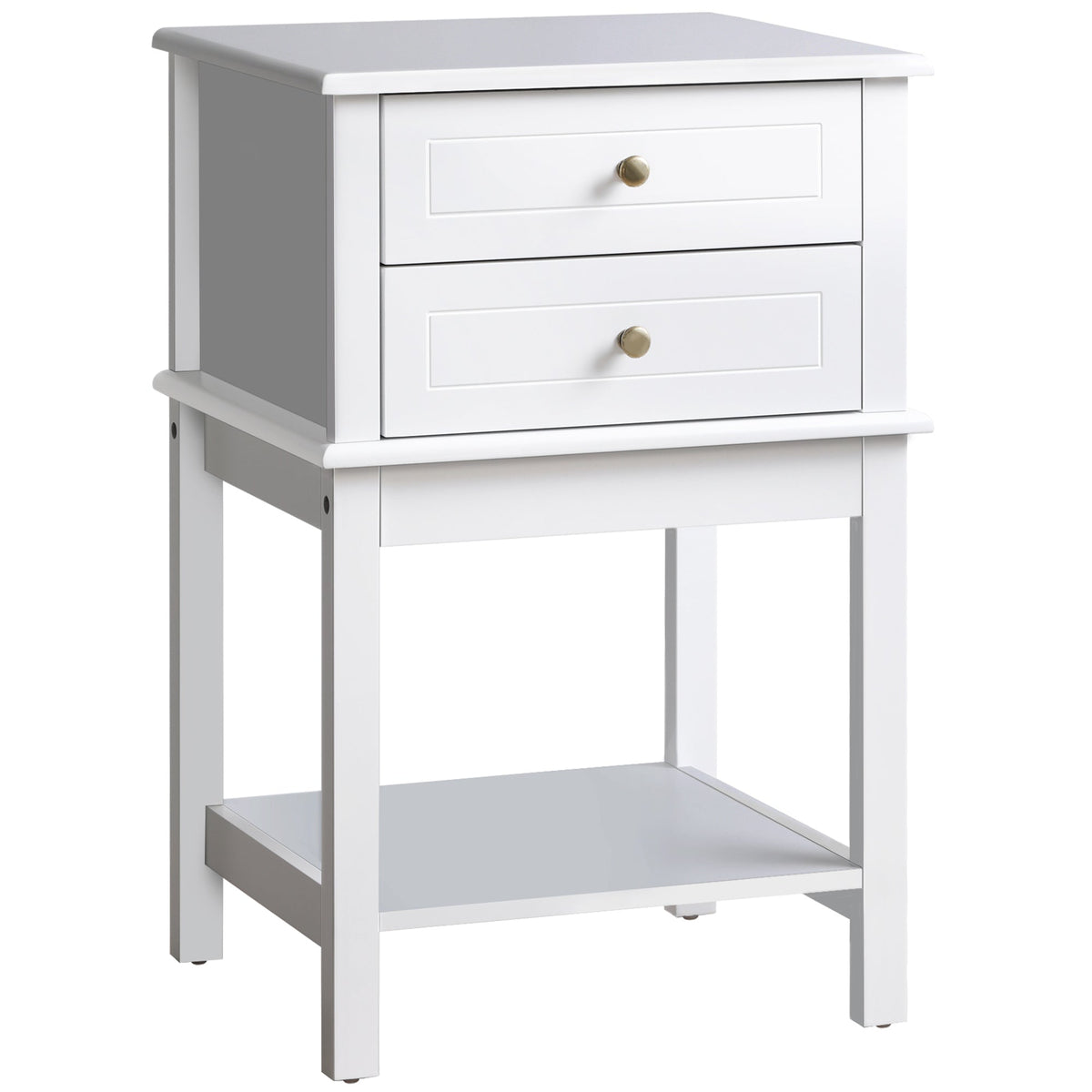 Modern Sofa Side Table, Accent End Table with Drawers and Storage Shelf, Nightstand for Bedroom Living Room, Black