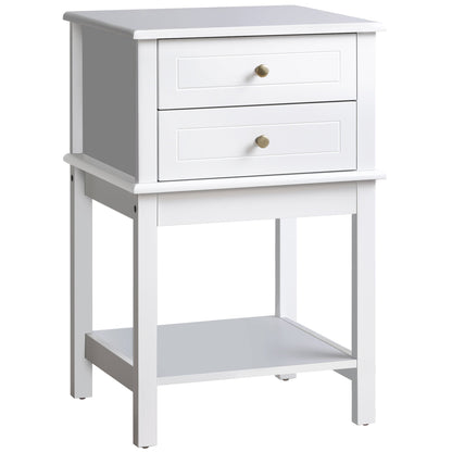 Modern Sofa Side Table, Accent End Table with Drawers and Storage Shelf, Nightstand for Bedroom Living Room, Black